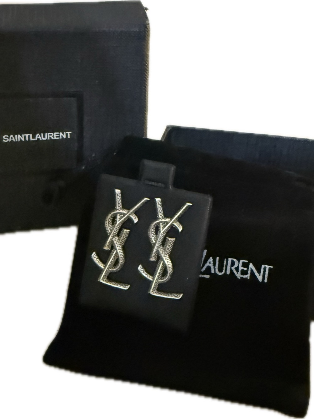 YSL Silver Earrings With Box & Dust Bag Original Retail:$550 Pierced Studs